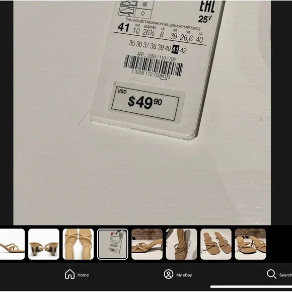 Zara Tan Neoprene Heel Sandals Size 41 - Picture 9 of 9